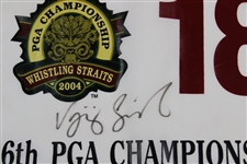 Champion Vijay Singh Signed 2004 PGA Championship at Whistling Straits Flag JSA ALOA