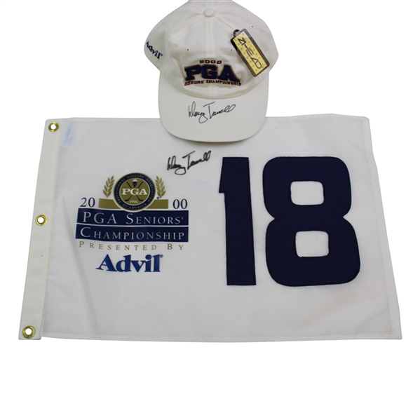 Champion Doug Tewell Signed 2000 Oldsmobile Seniors PGA Championship Flag & Hat JSA ALOA
