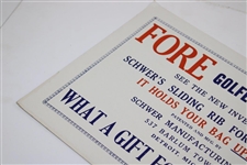 Fore Golfer Schwer's Sliding Rib For Golf Bags Cardboard Broadside Advertising Display