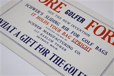 Fore Golfer Schwer's Sliding Rib For Golf Bags Cardboard Broadside Advertising Display