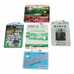 Masters SERIES Badges from Tiger Woods Wins - 1997, 2001, 2002, 2005 & 2019