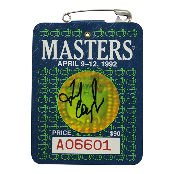 Fred Couples Signed 1992 Masters SERIES Badge #A06601 JSA ALOA