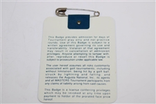 Fred Couples Signed 1992 Masters SERIES Badge #A06601 JSA ALOA