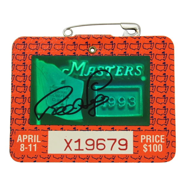 Bernhard Langer Signed 1993 Masters SERIES Badge #X19679 JSA ALOA