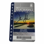 Dustin Johnson Signed 2016 US Open at Oakmont Weekly Gallery Badge JSA ALOA