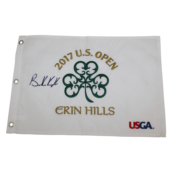 Brooks Koepka Signed 2017 US Open at Erin Hills Embroidered Flag JSA ALOA