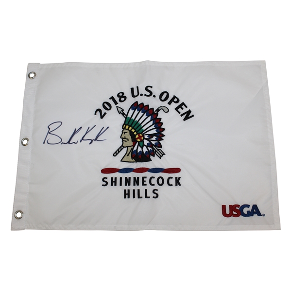Brooks Koepka Signed 2018 US Open at Shinnecock Hills Embroidered Flag JSA ALOA