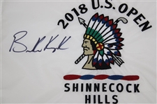 Brooks Koepka Signed 2018 US Open at Shinnecock Hills Embroidered Flag JSA ALOA