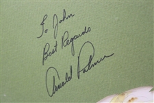 Original Arnold Palmer Painting by Artist Walt Spitzmiller - Signed by Arnie - Framed JSA ALOA