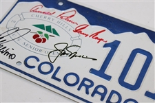 Nicklaus Palmer Player Trevino Signed 1993 US Senior Open Colorado License Plate JSA ALOA
