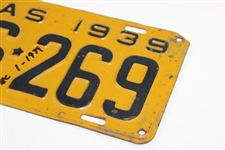 Lee Trevino Signed 1939 Texas License Plate With ' Dec1 1929' Birth Inscription JSA ALOA