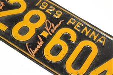 Arnold Palmer Signed 1929 Pennsylvania License Plate With 'Sept 10 1929 ' Birth Inscription JSA ALOA