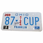 Jack Nicklaus Signed 1987 Ohio Ryder Cup License Plate JSA ALOA