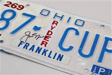 Jack Nicklaus Signed 1987 Ohio Ryder Cup License Plate JSA ALOA