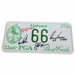 Nicklaus Palmer Player & Geiberger Signed 1990 Pga Championship Alabama License Plate JSA ALOA