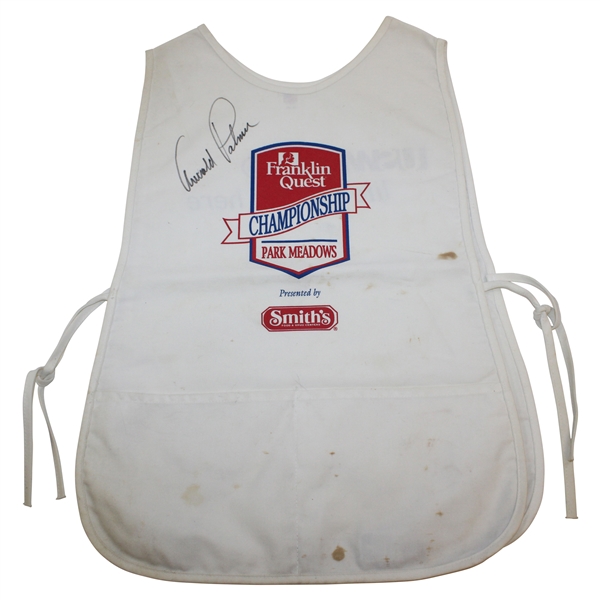 Arnold Palmer Signed Franklin Quest Championship Caddy Bib JSA ALOA