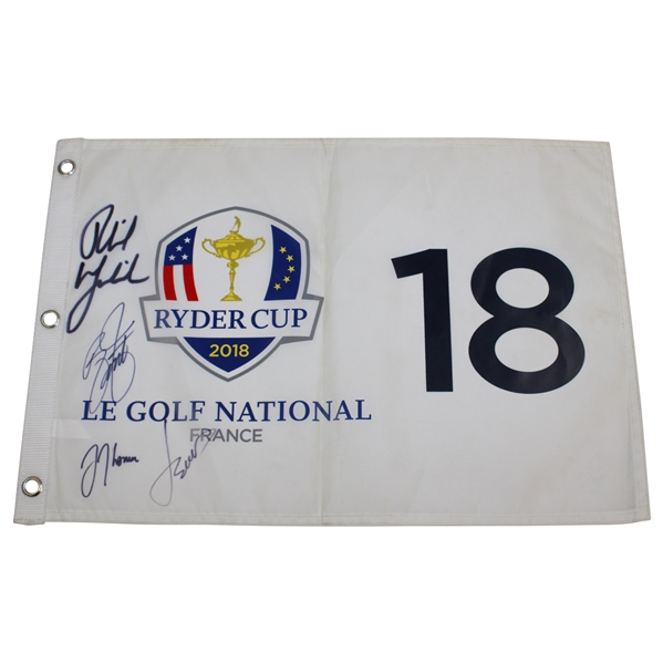 Mickelson, Rickie, Thomas,And Jordan Signed 2018 Ryder Cup Flag