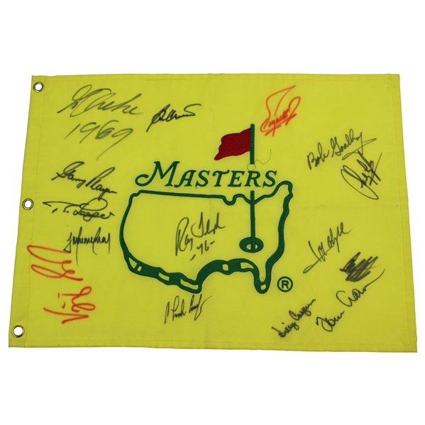 Fifteen (15) Masters Champions Signed Undated Masters Flag JSA ALOA