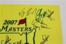 Big' 3 Palmer, Nicklaus & Player w/19 others Signed 2007 Masters Embroidered Flag JSA ALOA