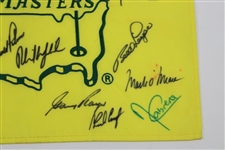 Big' 3 Palmer, Nicklaus & Player w/19 others Signed 2007 Masters Embroidered Flag JSA ALOA