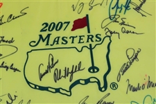Big' 3 Palmer, Nicklaus & Player w/19 others Signed 2007 Masters Embroidered Flag JSA ALOA