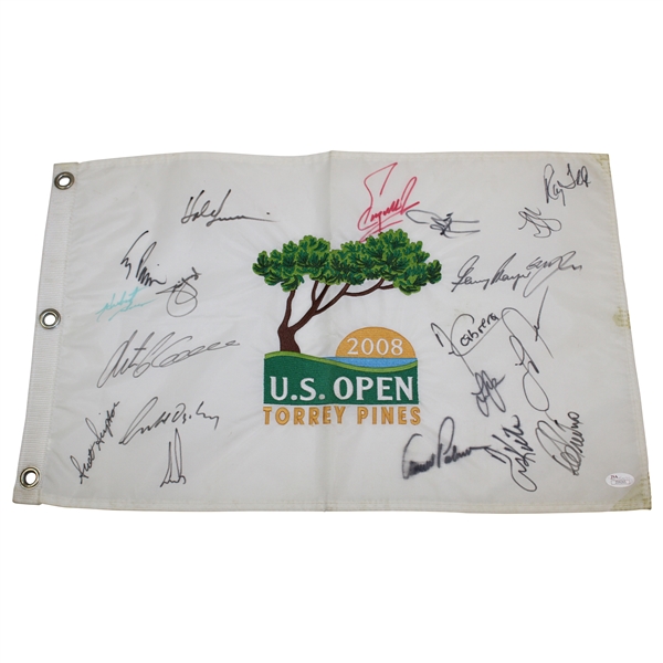 Twenty (20) US Open Champions Multi-Signed 2008 US Open at Torrey Pines Flag JSA #Z09265