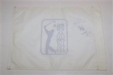 Keagan Bradley & Luke Donald Signed White PGA Tour Flag JSA ALOA