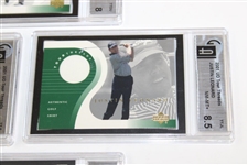 Four (4) 2001 Upper Deck Tour Threads Slabbed/Graded Golf Cards - Leonard x2) & Joe Durant (x2)