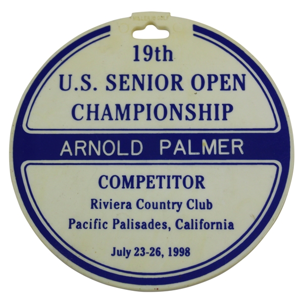 Arnold Palmers 1998 US Senior Open at Riviera CC Bag Tag