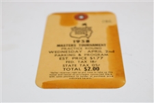 1958 Masters Tournament Wednesday Ticket #286 - Arnold Palmer 1st Win
