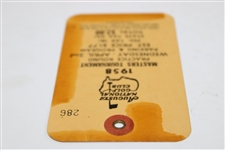 1958 Masters Tournament Wednesday Ticket #286 - Arnold Palmer 1st Win