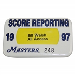 1997 Masters Tournament Score Reporting Badge #248 Bill Walsh All Access - Tiger Win