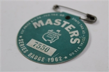 1962 Masters Tournament Series Badge #7550 - Arnold Palmer Win