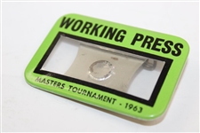 1963 Masters Tournament Working Press Badge - Jack Nicklaus 1st Win