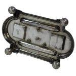 1899 Golf Themed Mappin & Webb Silver Plated Ink Stand w/Two Cut Glass Bottles