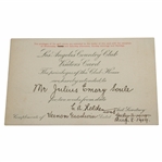 1919 Los Angeles Country Club Visitors Card - Privilege of the Clubhouse