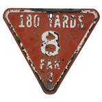 Vintage Metal 180 Yards Hole No. 8 Par 3 Red Tee Triangular Sign