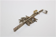 Vintage Scottish Sterling Silver Thistle Golf Club Brooch Pin w/3mm Cultured Pearl