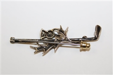 Vintage Scottish Sterling Silver Thistle Golf Club Brooch Pin w/3mm Cultured Pearl