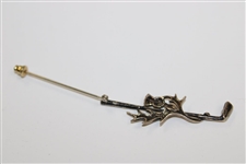 Vintage Scottish Sterling Silver Thistle Golf Club Brooch Pin w/3mm Cultured Pearl