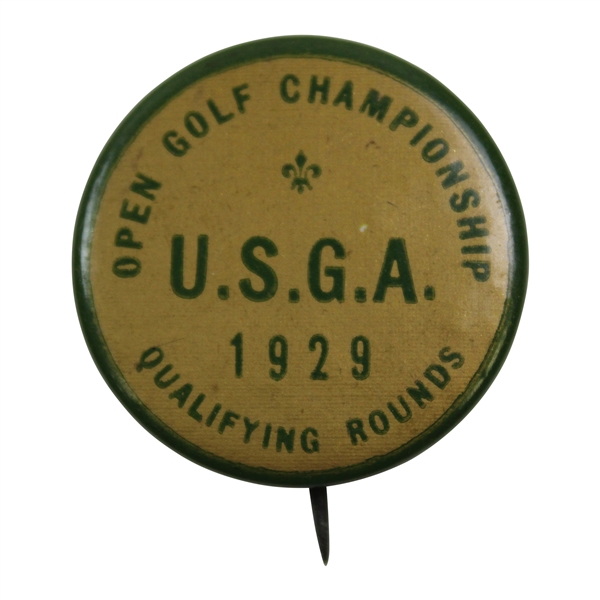 1929 USGA US Open Championship Qualifying Rounds Pin Badge - Bobby Jones Winner