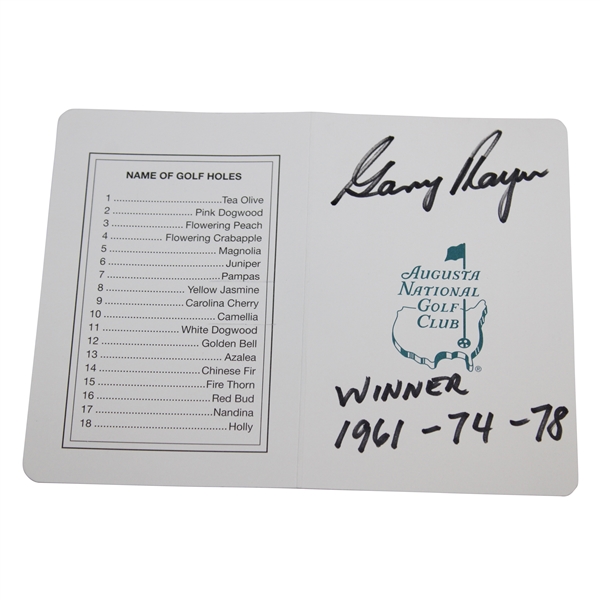 Gary Player Signed Augusta National Scorecard With Years Won JSA ALOA