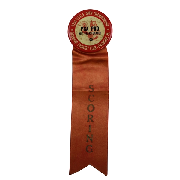 1962 US Open at Oakmont CC PGA Pro Scoring Badge Ribbon #35 – Nicklaus First Win!