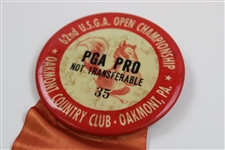 1962 US Open at Oakmont CC PGA Pro Scoring Badge Ribbon #35 – Nicklaus First Win!