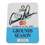 Arnold Palmer Signed 2005 Bay Hill Invitational Grounds Season badge JSA #S42407