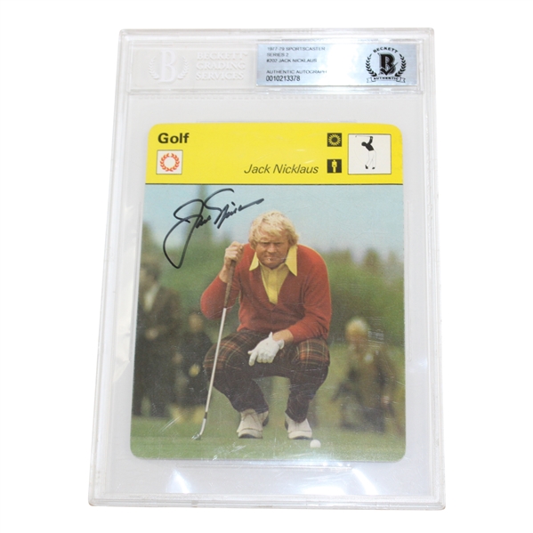 Jack Nicklaus Signed 1977-1979 Sportscaster Series 2 Card Beckett #0010213378