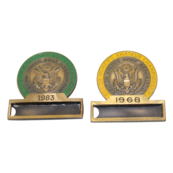 Two (2) US Senior Womens Amateur Contestant Badges - 1968 & 1983