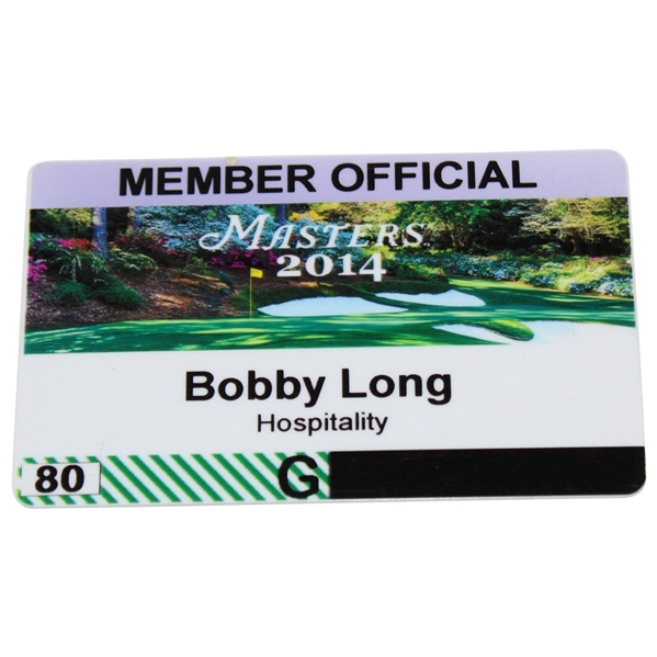 2014 Masters Tournament Member Official Badge #80G - Bobby Long - Hospitality