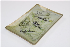 Five (5) Masters Champions Signed Augusta National GC Course Map Ash Tray JSA ALOA