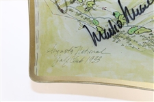 Five (5) Masters Champions Signed Augusta National GC Course Map Ash Tray JSA ALOA